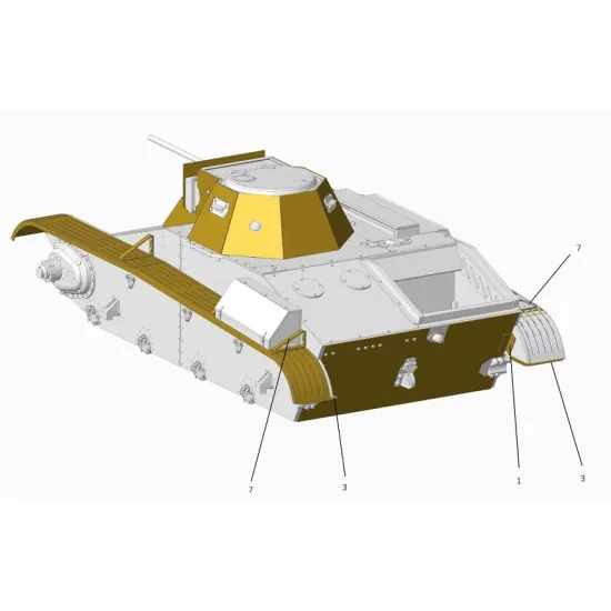 ACE PE7269 - 1/72 Photo Etched T-60 fenders for scale model plastic kit