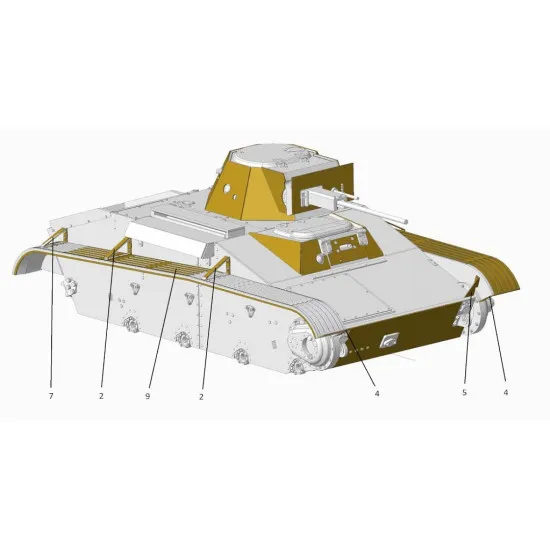 ACE PE7269 - 1/72 Photo Etched T-60 fenders for scale model plastic kit