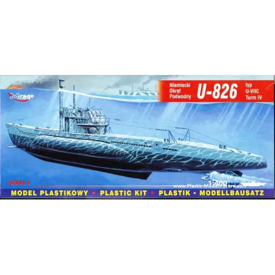 U-826 type VII Turm II German Submarine WWII 1/400 Mirage 40413