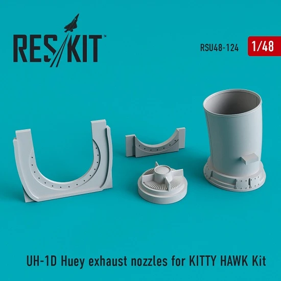 Reskit RSU48-0124 - 1/48 UH-1D Huey exhaust nozzles for KITTY HAWK Kit scale