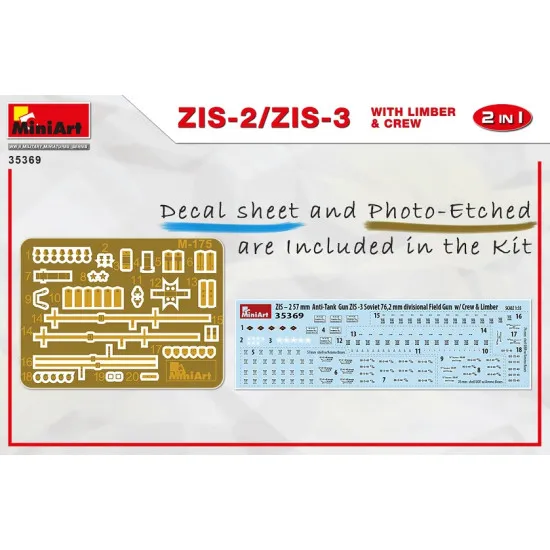 Miniart 35369 - 1/35 ZIS-2/ZIS-3 With LIMBER & CREW. 2 IN 1 scale model kit