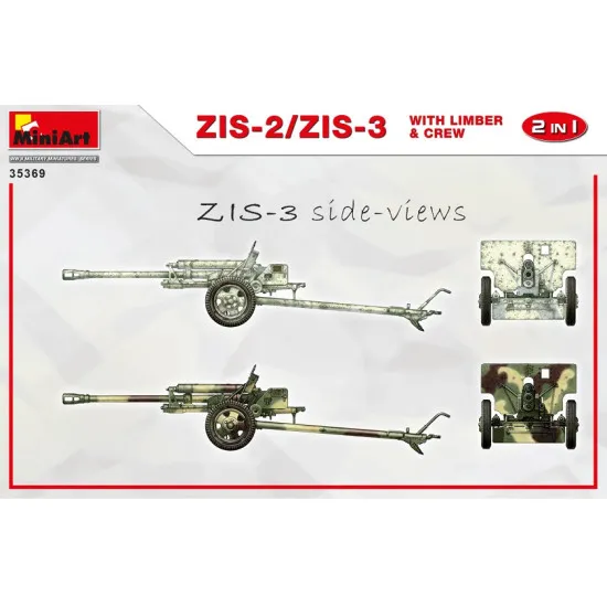 Miniart 35369 - 1/35 ZIS-2/ZIS-3 With LIMBER & CREW. 2 IN 1 scale model kit