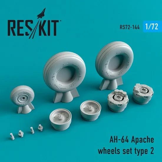Reskit RS72-0144 - 1/72 AH-64 Apache wheels set Type 2, scale resin model kit
