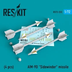 Reskit RS72-0233 - 1/72 AIM-9D Sidewinder missile (4 PCS) scale model kit