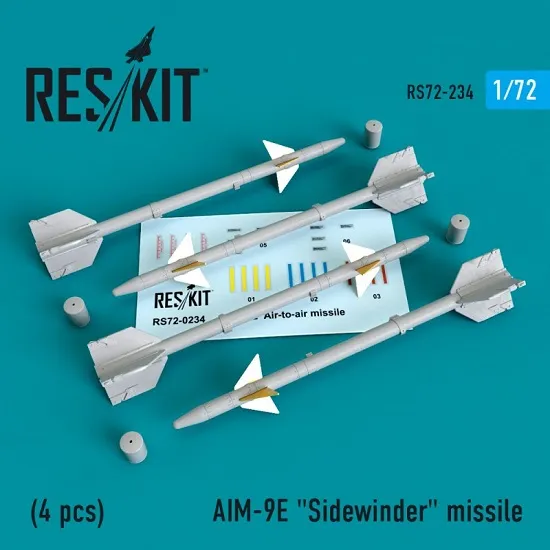 Reskit RS72-0234 - 1/72 AIM-9E Sidewinder missile 4 PCS scale model kit