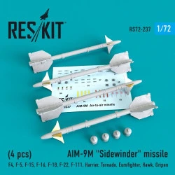 Reskit RS72-0237 - 1/72 AIM-9M Sidewinder missile (4 PCS) scale model kit