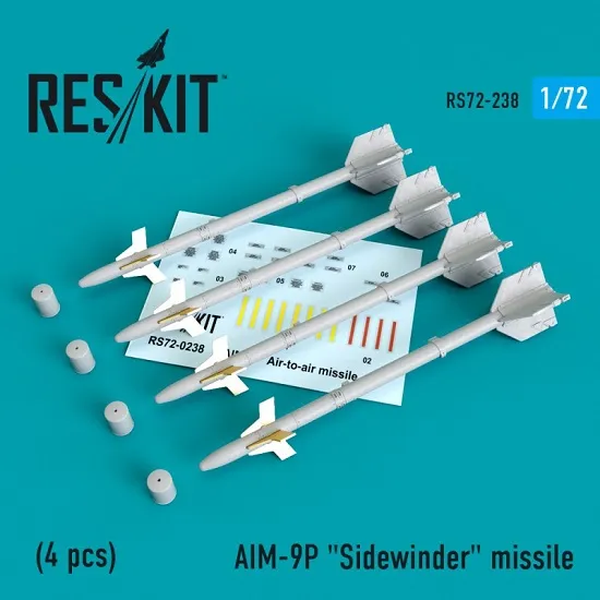 Reskit RS72-0238 - 1/72 AIM-9P Sidewinder missile (4 PCS) scale model kit