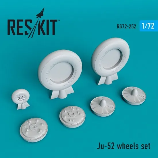 Reskit RS72-0252 - 1/72 Ju -52 wheels set for scale plastic model kit aircraft