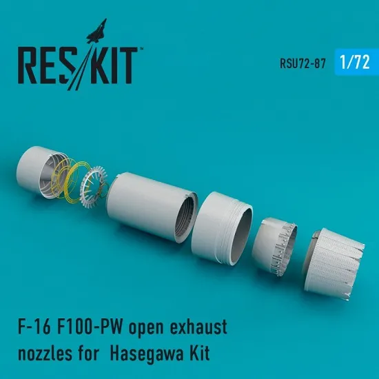 Reskit RSU72-0087 - 1/72 F-16 F100-PW open exhaust nozzles for Hasegawa Kit
