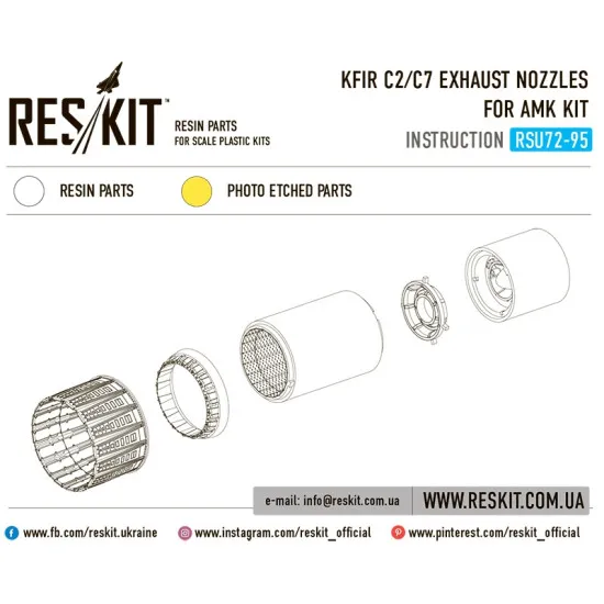 Reskit RSU72-0095 - 1/72 Kfir (C2/C7) exhaust nozzles fo AMK Kit scale model