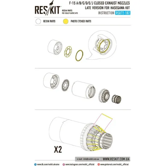Reskit RSU72-0102 - 1/72 F-15 Eagle closed exhaust nozzles for HASEGAWA Kit
