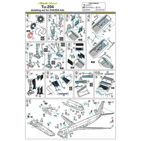 Metallic Details MD14442 - 1/144 - Detailing set for aircraft model Tu-204