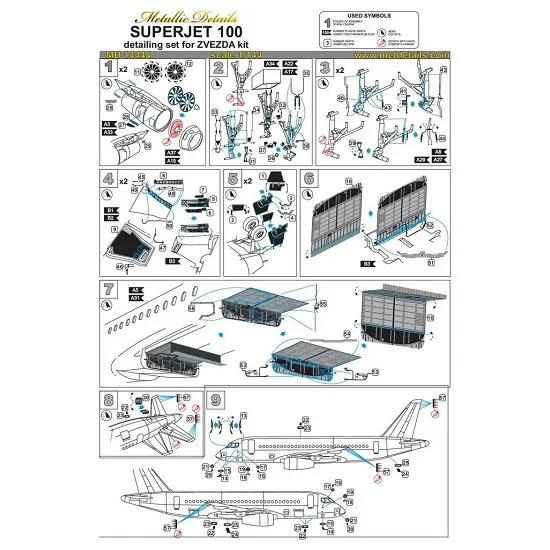 Metallic Details MD14444 - 1/144 Detailing set for aircraft model Superjet 100