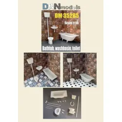 Us Stock Dan Models 35285 - 1/35 - Bathtub And Washbasin, Toilet Model, Material - Resin