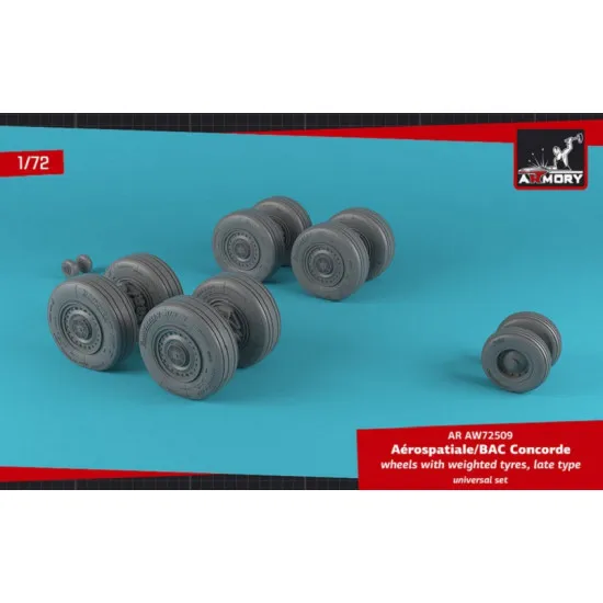 Armory AW72509 - 1/72 Concorde wheels w/ weighted tires, late for scale model