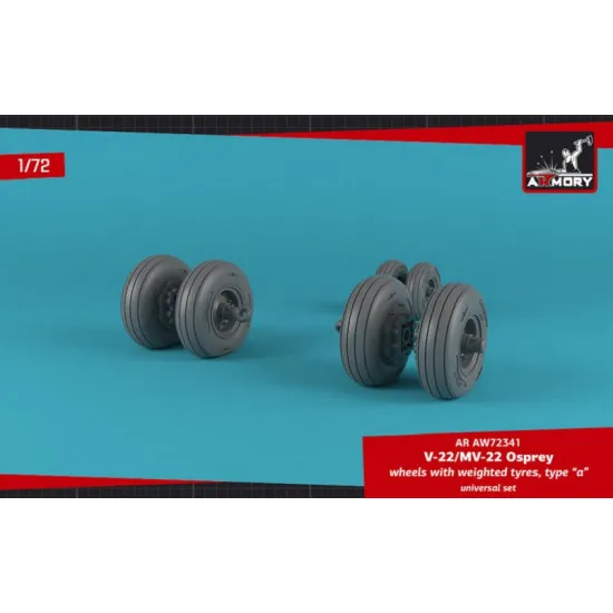 Armory AW72341 - 172 V-22MV-22 Osprey wheels w/ weighted tires type a model