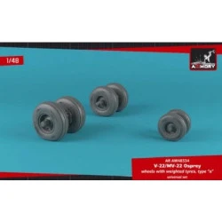 Armory AW48334 1/48 V-22 MV-22 Osprey Wheels with Weighted Tires Type A Model
