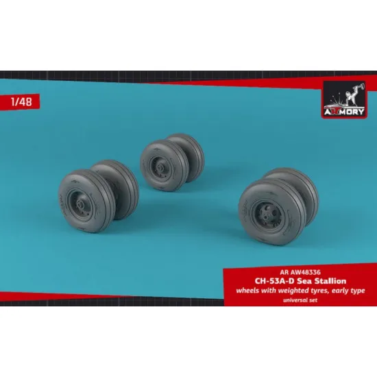 Armory AW48336 - 1/48 CH-53 Sea Stallion wheels w/ weighted tires, early model