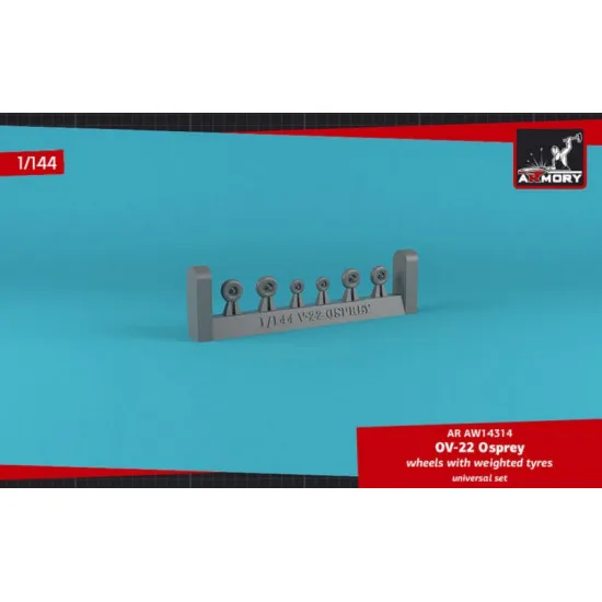 Armory AW14314 - 1/144 V-22/MV-22 Osprey wheels w/ weighted tires for model kit