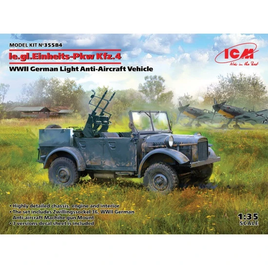 ICM 35584 - 1/35 - Le.gl.Einheitz-Pkw Kfz.4 German Light Anti-Aircraft Vehicle