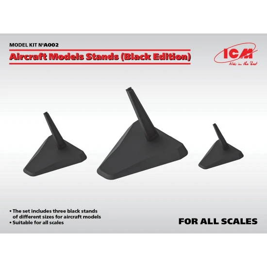 ICM A002 - 1/144 1/72 1/48 1/32 Aircraft Models Stands (Black Edition) scale kit