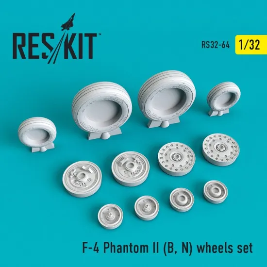 Reskit RS32-0064 - 1/32 F-4 Phantom II (B, N) wheels set aircraft scale model