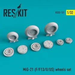 Reskit RS32-0121 - 1/32 MiG-21 (F/F13/U/US) wheels set for aircraft model kit
