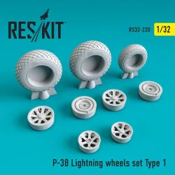 Reskit RS32-0220 - 1/32 P-38 Lightning wheels set Type 1 for aircraft model kit