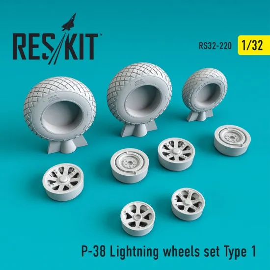 Reskit RS32-0220 - 1/32 P-38 Lightning wheels set Type 1 for aircraft model kit