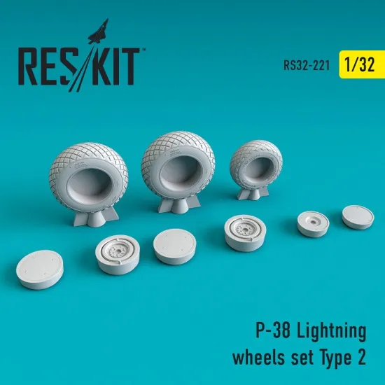 Reskit RS32-0221 - 1/32 P-38 Lightning wheels set Type 2 for aircraft model kit