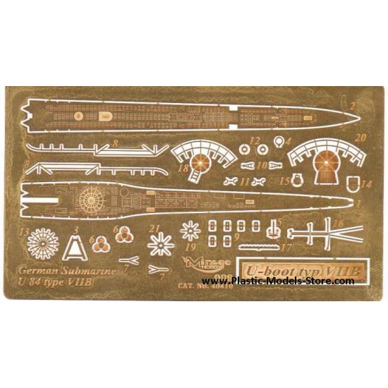 U-Boot VIIB submarine Photo-Etched set 1/400 Mirage 009-40410