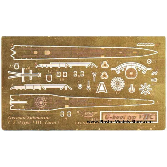 U-Boot VIIC Turm I submarine Photo-Etched set 1/400 Mirage 010-40411