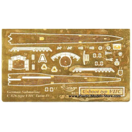 U-Boot VIIC Turm IV submarine Photo-Etched set 1/400 Mirage 012-40413