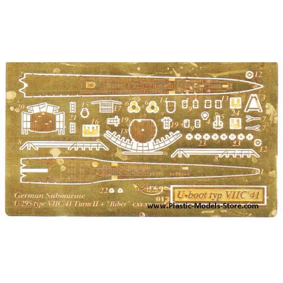 U-Boot VIIC/41 submarine Photo-Etched set 1/400 Mirage 013-40414