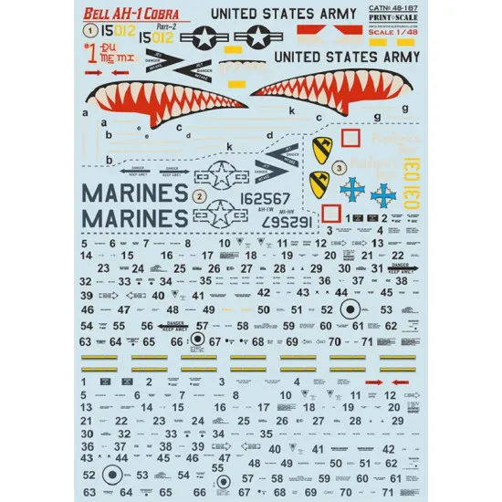 Print Scale 48-187 - 1/48 - Bell AH-1 Cobra Part 2, Wet Decals for scale model