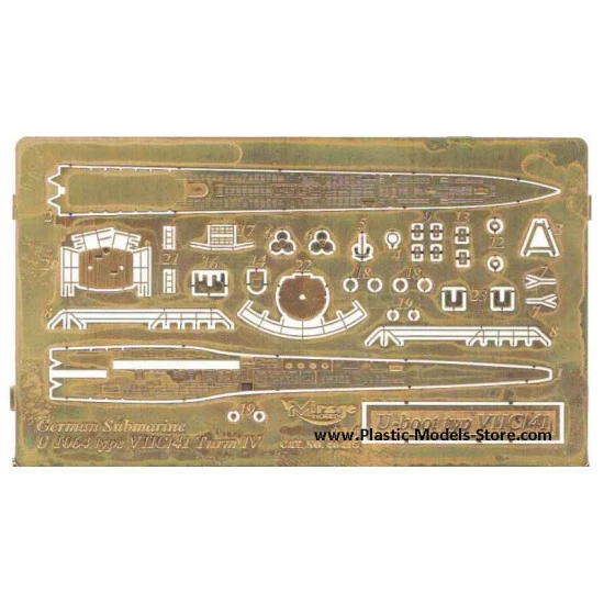 U-Boot VIIC/41 Turm IV submarine Photo-Etched set 1/400 Mirage 014-40415