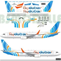 BSmodelle 144100 - 1/144 Boeing 737 -800 Fly Dubai decal for aircraft model kit
