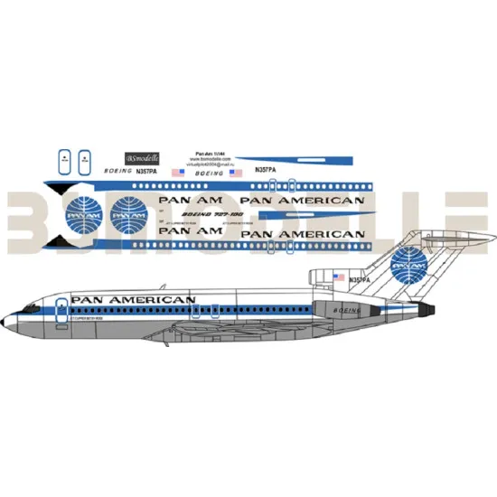 BSmodelle 144014 - 1/144 Boeing 727-100 Pan Am decal for aircraft model scale