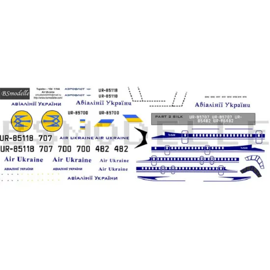 BSmodelle 144032 - 1/144 Tupolev Tu-154 Air Ukraine decal for aircraft scale