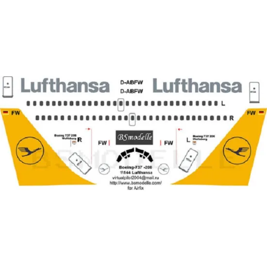 BSmodelle 144047 - 1/144 Boeing 737 Lufthansa Yellow decal for aircraft model