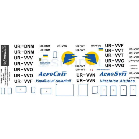 BSmodelle 144066 - 1/144 Boeing 767 Aerosvit decal aircraft model scale kit