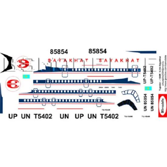 BSmodelle 144076 - 1/144 Tupolev Tu-154 Sayakhat decal aircraft plastic model
