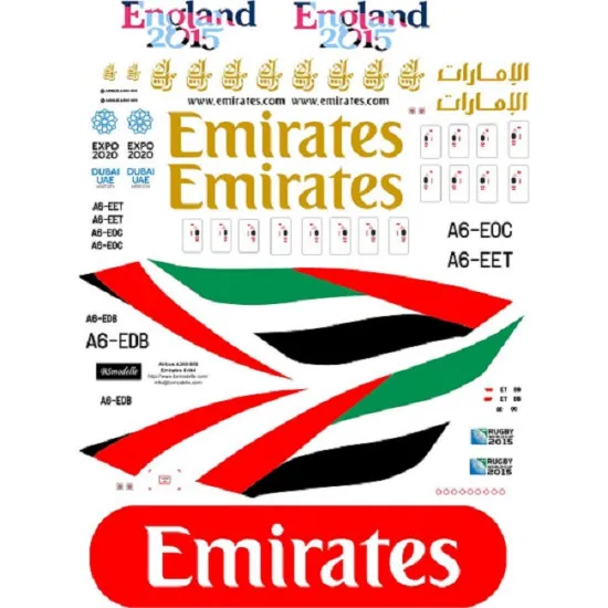 BSmodelle 144293 - 1/144 Airbus A-380 Emirates decal for model aircraft scale