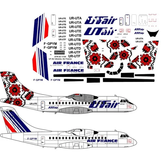 BSmodelle 144304 - 1/144 ATR-42 Ut Air Ukraine, Air France decal for aircraft