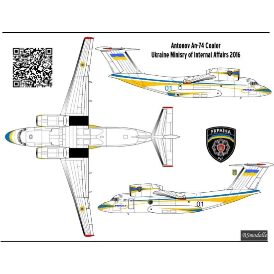 BSmodelle 144307 - 1/144 Antonov An-74 Ministry of internal Affairs decal scale