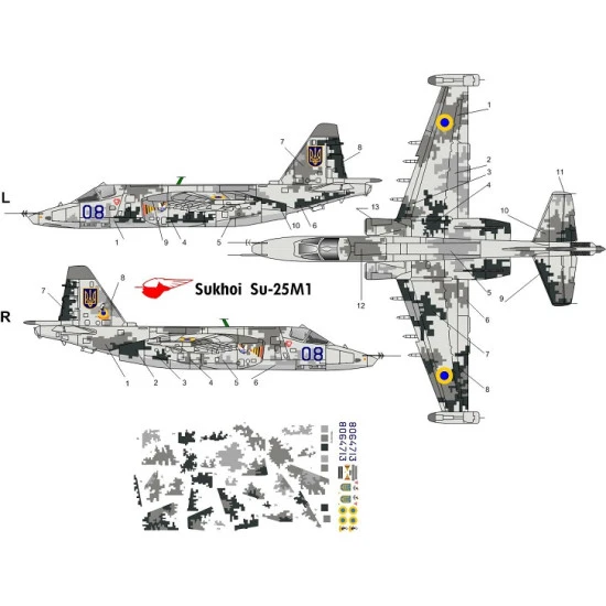 BSmodelle 144309 - 1/144 Sukhoi Su-25M1 Ukraine AF decal for aircraft model kit