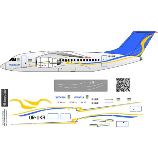 BSmodelle 144339 - 1/144 Antonov An-148 UR-UKR decal for aircraft model scale