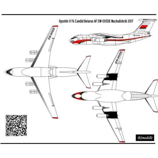 BSmodelle 144421 - 1/144 Ilyushin Il-76MD Belarus AF decal for aircraft model