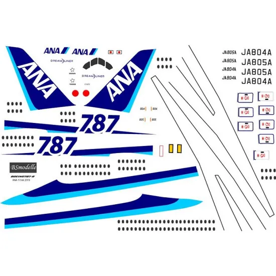 BSmodelle 144468 - 1/144 Boeing 787-800 ANA decal for aircraft model scale kit