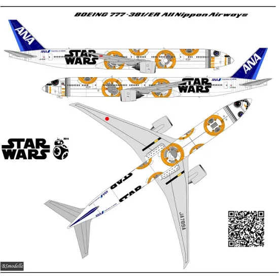 BSmodelle 144471 - 1/144 Boeing 777-300ER ANA Star Wars decal for aircraft model
